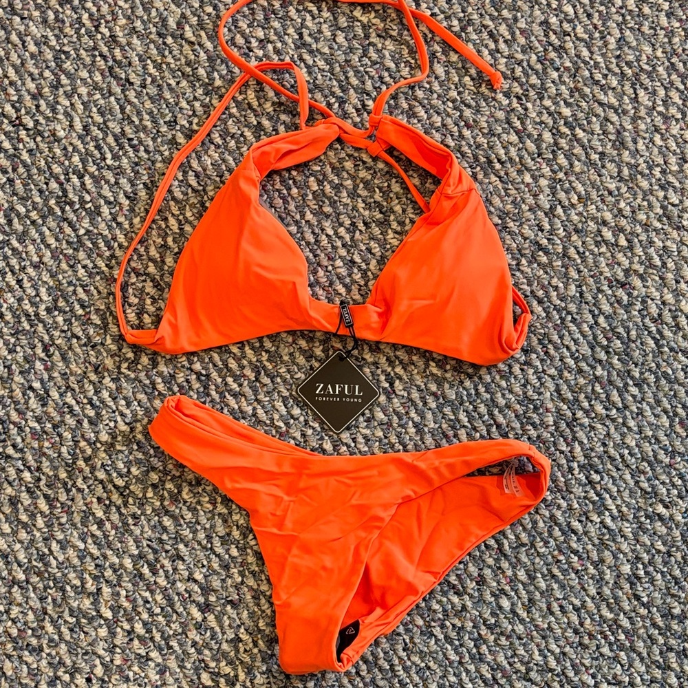 Zaful Bright Orange Swimwear Set